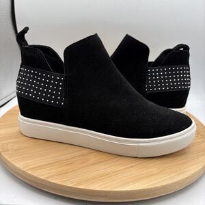 Steve Madden Crushin Black Suede Studded Ankle Booties Womens Size 7.5 M Boots